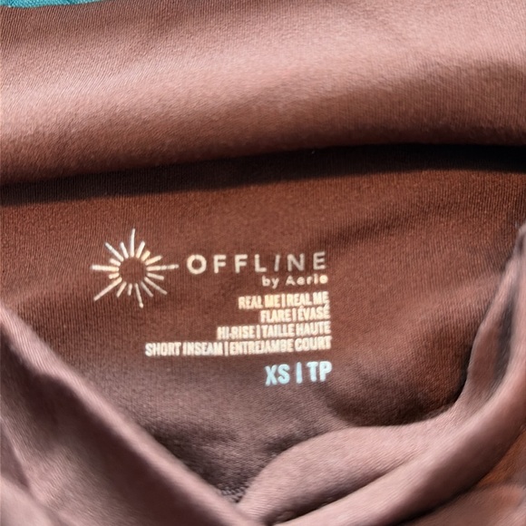 Offline by Aerie Real Me Flare hi-rise short inseam brown XS - Picture 4 of 5